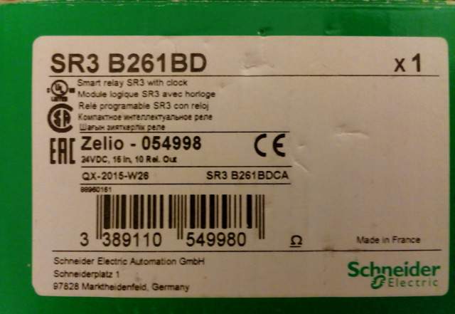 Реле Zelio Logic SR3 B261BD