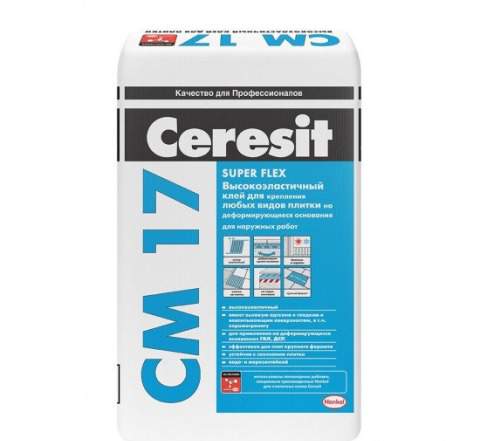 Клей плиточный Ceresit CM 17 Супер Flex, 25 кг