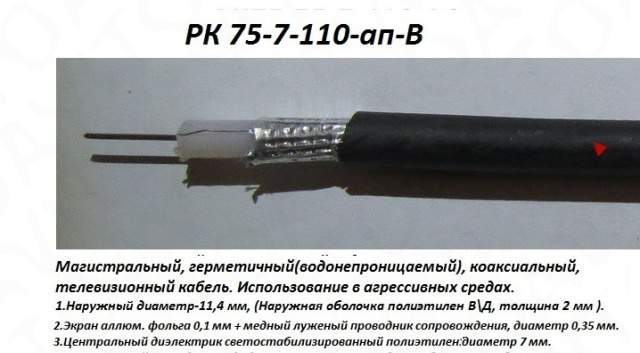 Телевизионный кабель рк75-7-110 ап-В